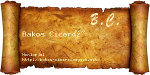 Bakos Ciceró névjegykártya